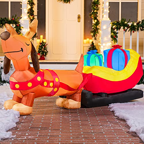 8 FT Christmas Puppy Inflatable w/ Build-in LEDs