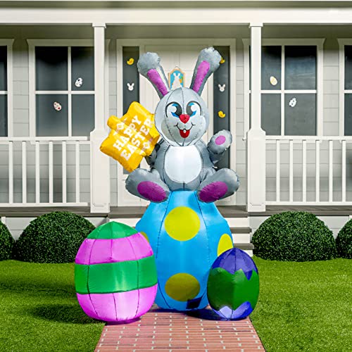 6 ft Tall Easter Bunny & Eggs w/ Build-in LEDs