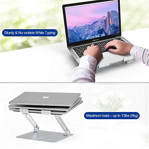 Ergonomic Aluminum Laptop Stand Compatible w/ 10-15.6" Laptops