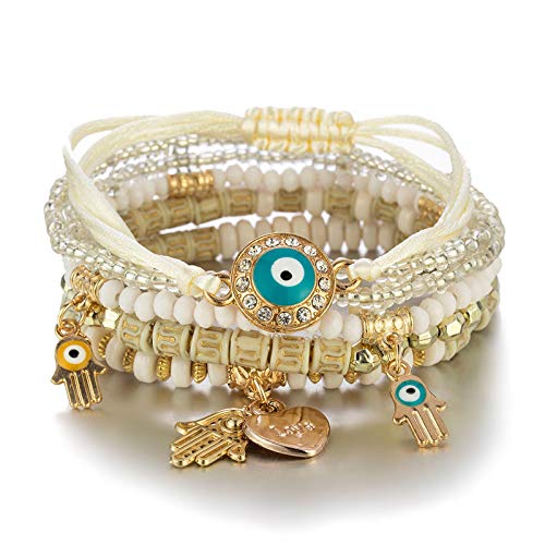 4/2 Sets Bohemia Evil Eye Beads Bracelets for Women