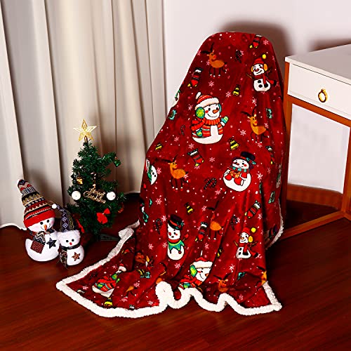Red Sherpa Weighted Soft Fleece Christmas Blanket 50'' X 60''