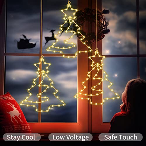 3PCS 55LEDs Christmas Window Hanging Lights Decoration