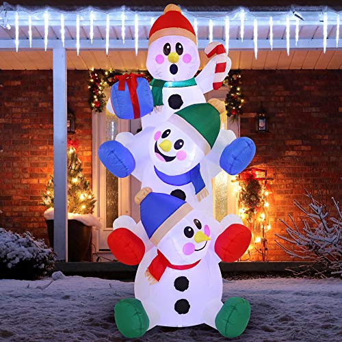 6 FT Snowman Inflatable w/ Build-in LEDs Inflatables Christmas Decoration