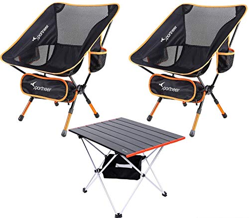 Camping Table & Portable Folding Height Adjustable Backpacking Chair