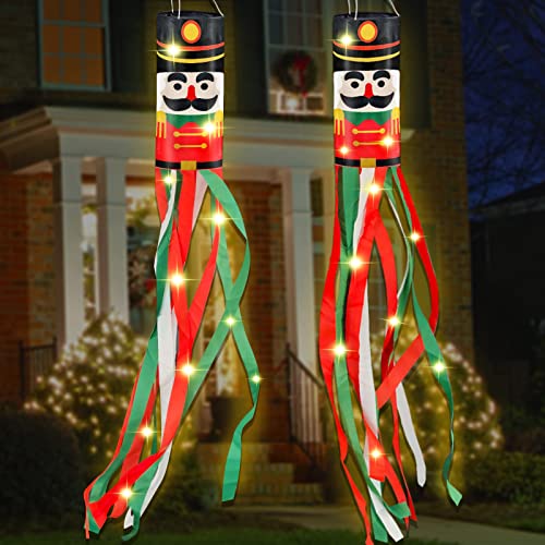 2 Pack 40" Lighted Christmas Windsocks  Christmas Decoration