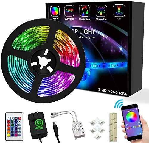 LED Color Changing Strip Lights 16.4ft SMD 5050 RGB with Bluetooth Controller 16.4ft