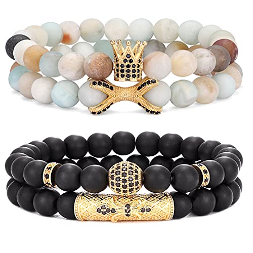 4 pcs Gold Plated Crown King Charm Beads Bracelet