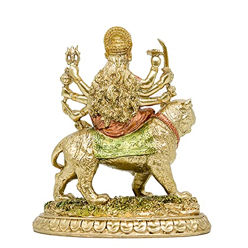 Hindu Goddess Durga Statue on Tiger Figurines Small Decoration Idol Figurine