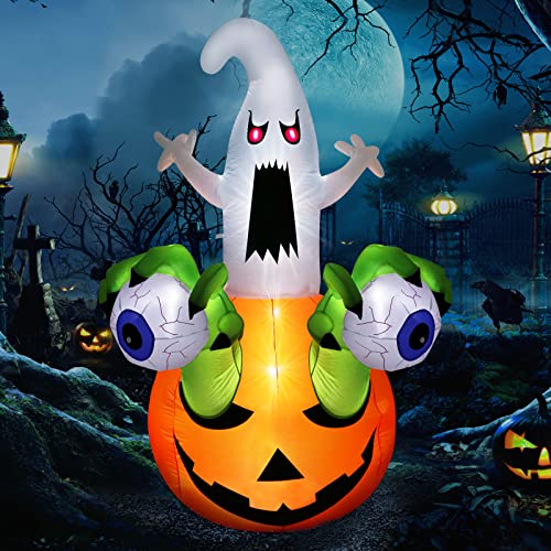 8 FT Halloween Inflatable Decorations- Ghost Pumpkin Monster Hand Eyeballs