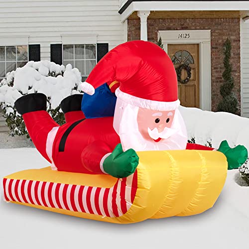 7FT Christmas Inflatable Outdoor Skiing Santa Claus for Yard Decoration