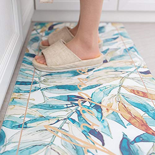 Kitchen Rug Set PVC Leather Anti Fatigue Heavy Duty Standing Mat Waterproof & Oil Proof