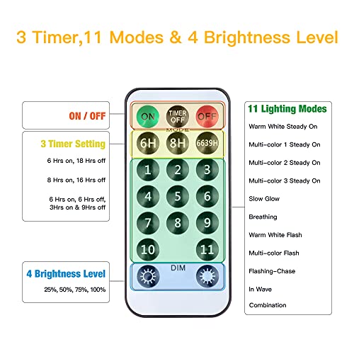 207FT 630LED 11 Modes Warm White to Multicolor Christmas Lights