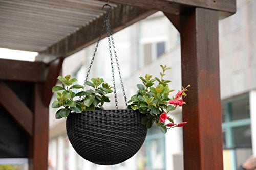 Rattan Set of 2 Round Hanging Planter Baskets for Plants