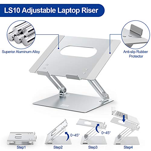 Ergonomic Aluminum Laptop Stand Compatible w/ 10-15.6" Laptops