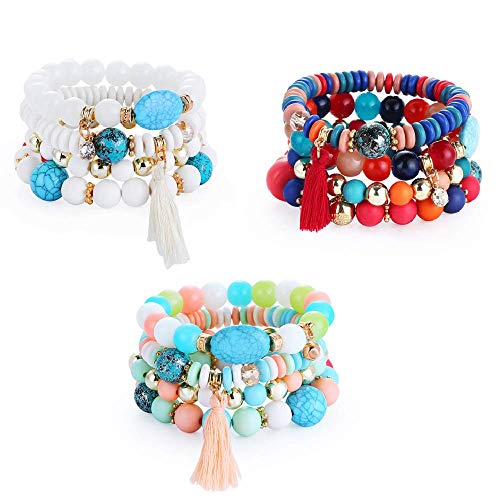 Boho Beaded Bracelets for Women - Charm Stackable Multilayer Bracelets Gift