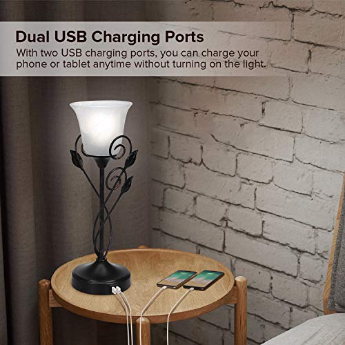 Touch Control Table Lamp w/ Dual USB Ports, LED Bulb Included