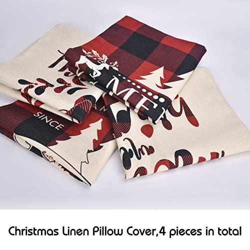 Set of 4 Christmas Decorations Pillow Covers 18x18 Inch