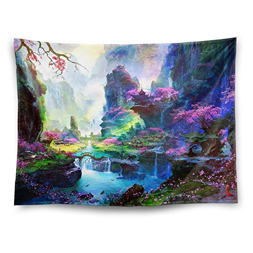 Wall Tapestry for Home  Decoration- Fairy Tale Forest- Butterfly- Tie Dye- 80x60 inches