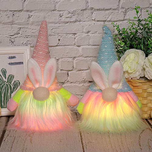 Handmade Easter Bunny Gnomes Tomte w/ Light - Easter Decor