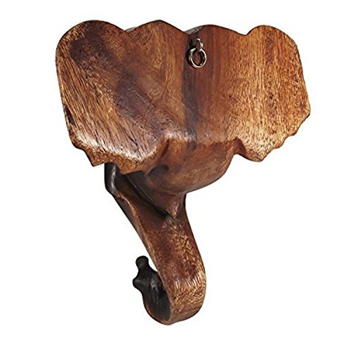 Wood Elephant Head Hand Carved for Wall Decoration