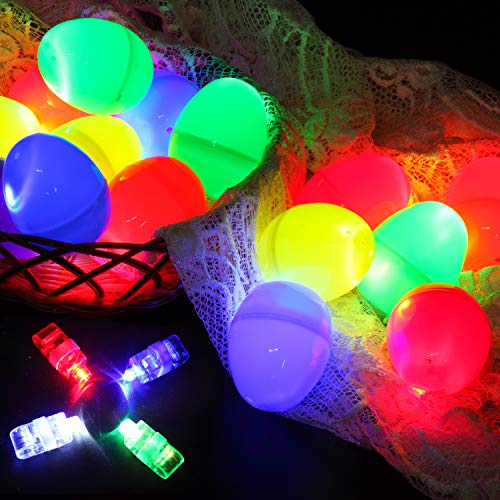 48 Pcs Pre-filled Glow in Dark Easter Eggs w/ Bright Finger Lights for Kids Easter Eggs Hunt