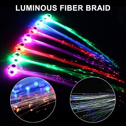 12 Light-Up Fiber Optic LED Hair Barrettes Party Favors