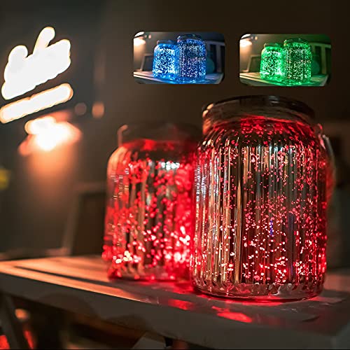 2 Pack,20 LED Solar Mercury Glass Mason Jar Hanging  Christmas Lights