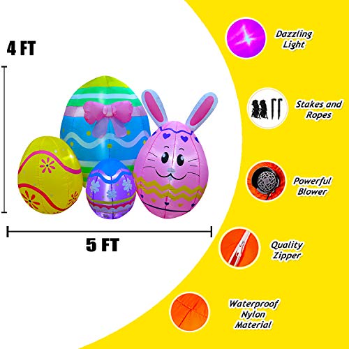 5 Ft Inflatable Easter Bunny Eggs Decorations