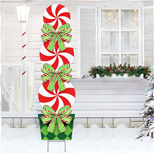 Candy Christmas Decorations 44" Peppermint Christmas Yard Stakes