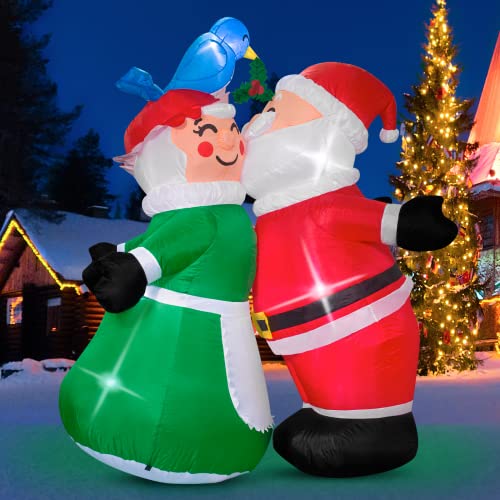 6FT Inflatable Christmas Decorations Santa & Mrs. Claus w/ LEDs