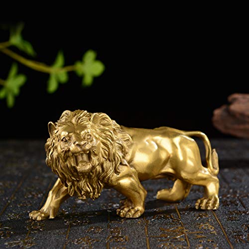 Chinese Fengshui Handmade Brass Magical and Noble Lion Statue