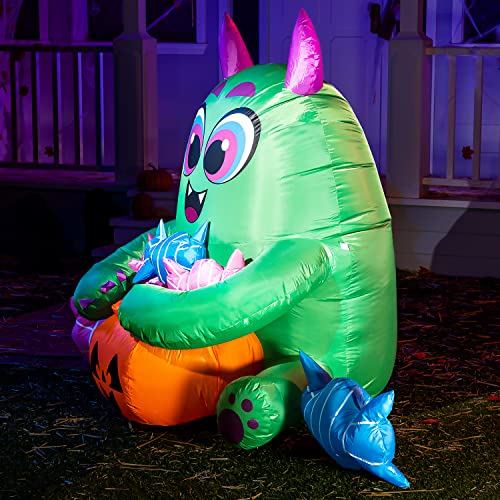 5 FT Long Halloween Inflatable Monster Candy w/ Pumpkin