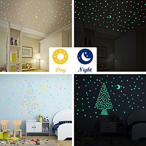 100 Pcs Glow in The Dark Luminous Stars Fluorescent Noctilucent Plastic Wall Stickers