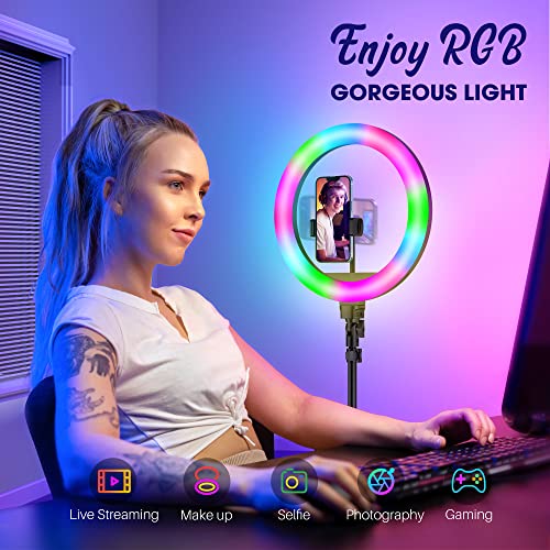 12" RGB Light w/ 63" Tripod Stand, 3 CCT Mode & 39 Color Mode Selfie Ring Light