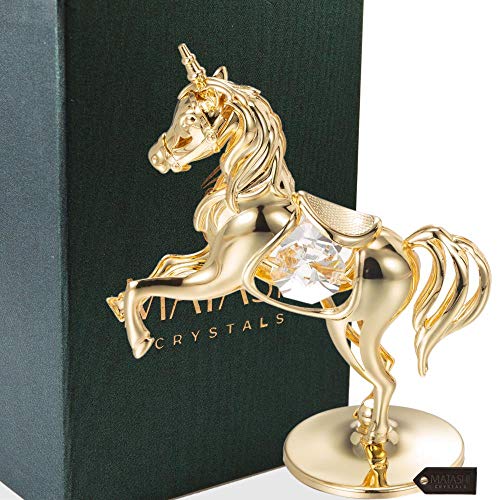 24K Gold Plated Unicorn Ornament w/ Crystals Home Decoration