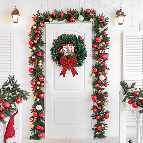 24 Inch  Artificial Christmas Wreath w/ 50 LED Lights