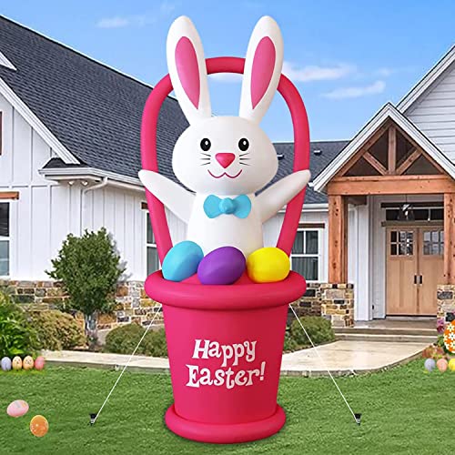 7Ft Built-in Led Easter Bunny w/ Egg & Basket for Home Decoration