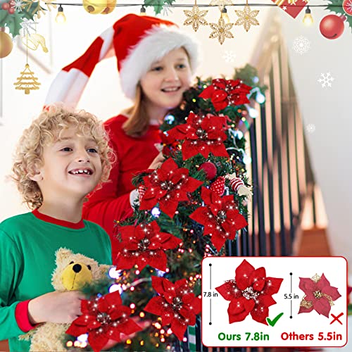 20 Packs Poinsettia Artificial Flowers for Christmas Tree Decoration