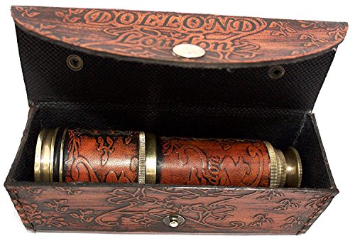 Nautical Handheld Pirate Brass Telescope w/ Box / Case (14", Dollond)