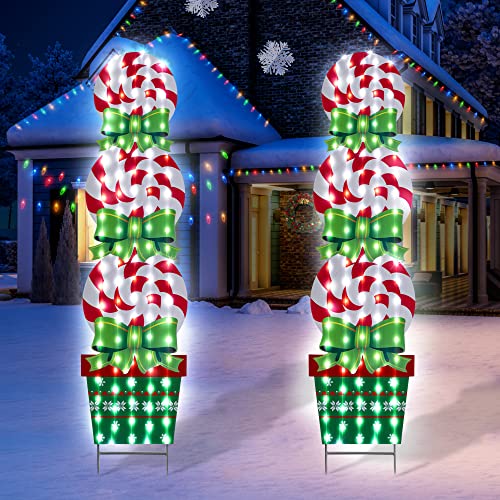 Lighted Christmas Candy Yard Signs Decoration