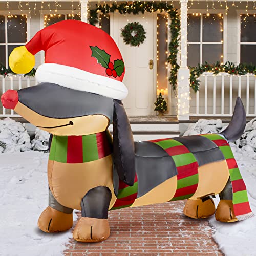 6 FT Long Christmas Inflatable Weiner Dog w/ LEDs