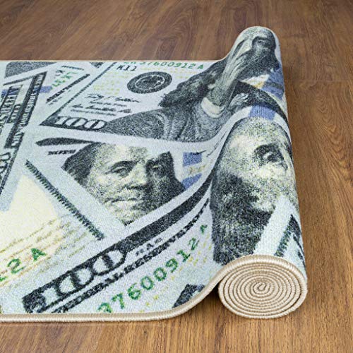 $100 Dollar Bill Runner Rug, Multicolor,