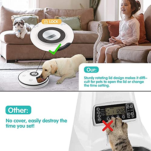 Automatic Pet Feeders w/ Digital Clock - 5 Meals Portion w/ Voice Reminder