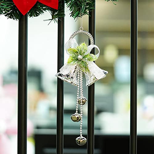 2 pcs Silver Metal Christmas Bell Door Ornament