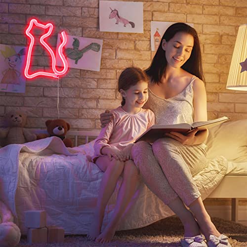 LED Cat Neon Lights for Wall Decor,Battery or USB Operated