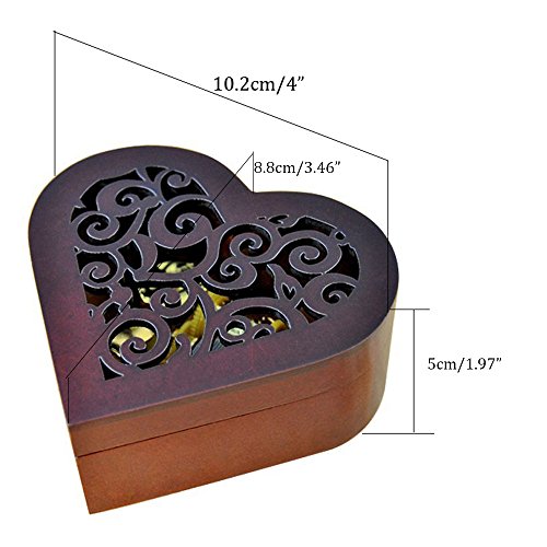 Heart Shaped Vintage Wood Carved Mechanism Musical Box