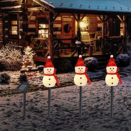 3 Pack Christmas Snowman Solar Pathway Lights