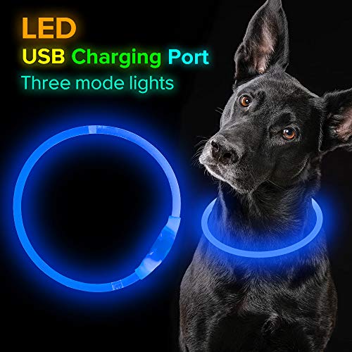 Led Dog Collar USB Rechargeable Flash Dog Necklace Light, Pet Safety Collar