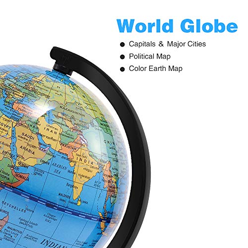 World Globe for Kids Learning, Educational Rotating World Map Globes Mini Size