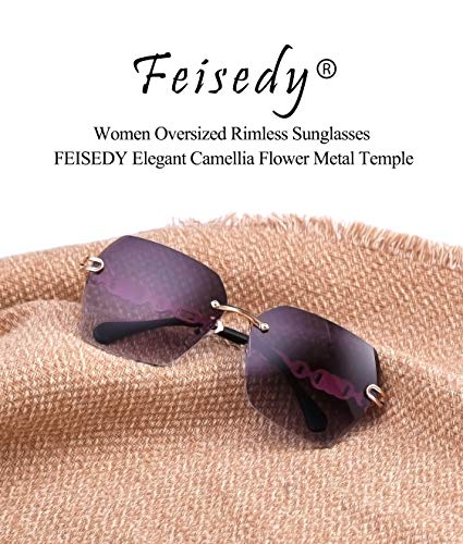 Classic Rimless Sunglasses for Women Metal Frame Diamond Cutting Lens